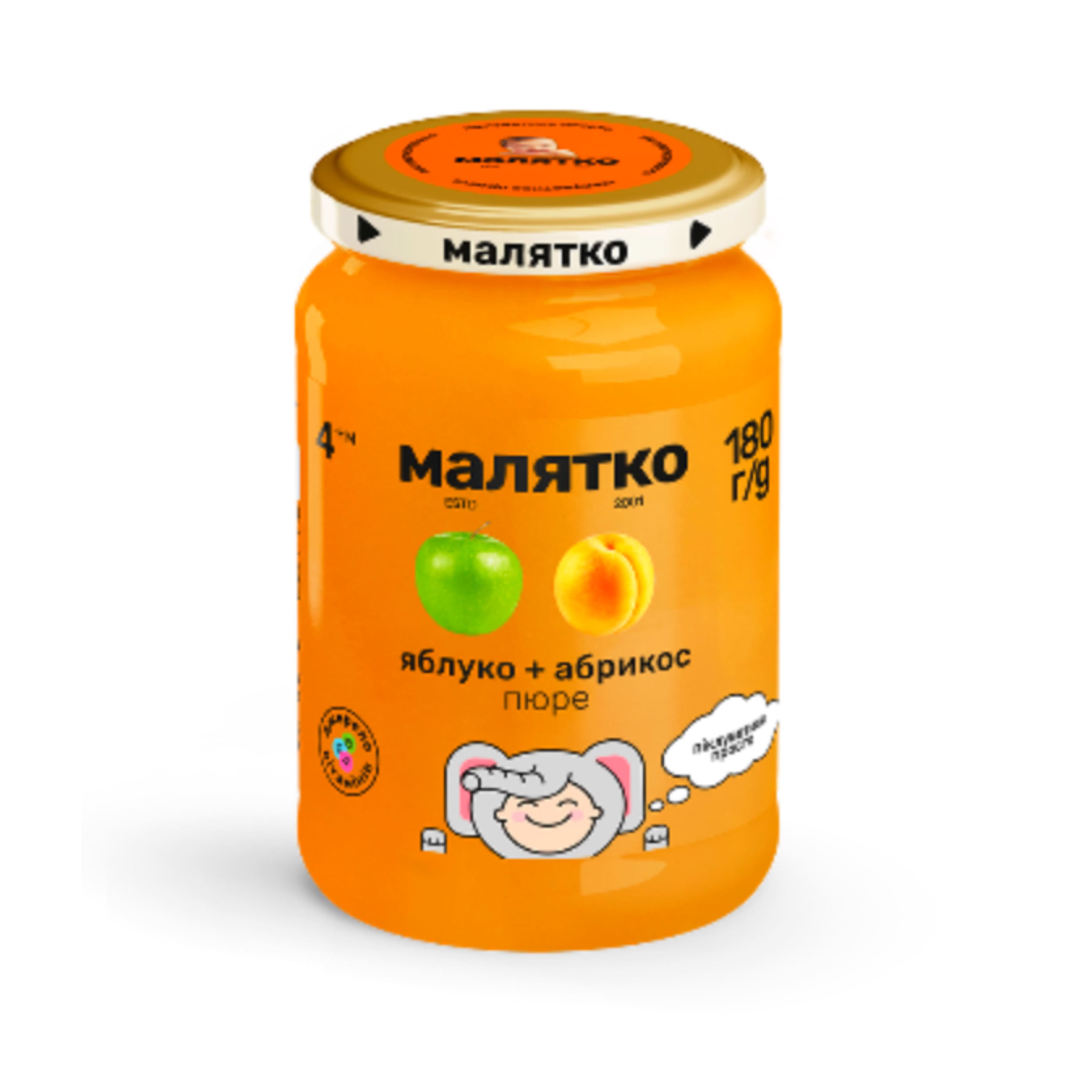 Пюре Малятко яблуко-абрикос скло 180г