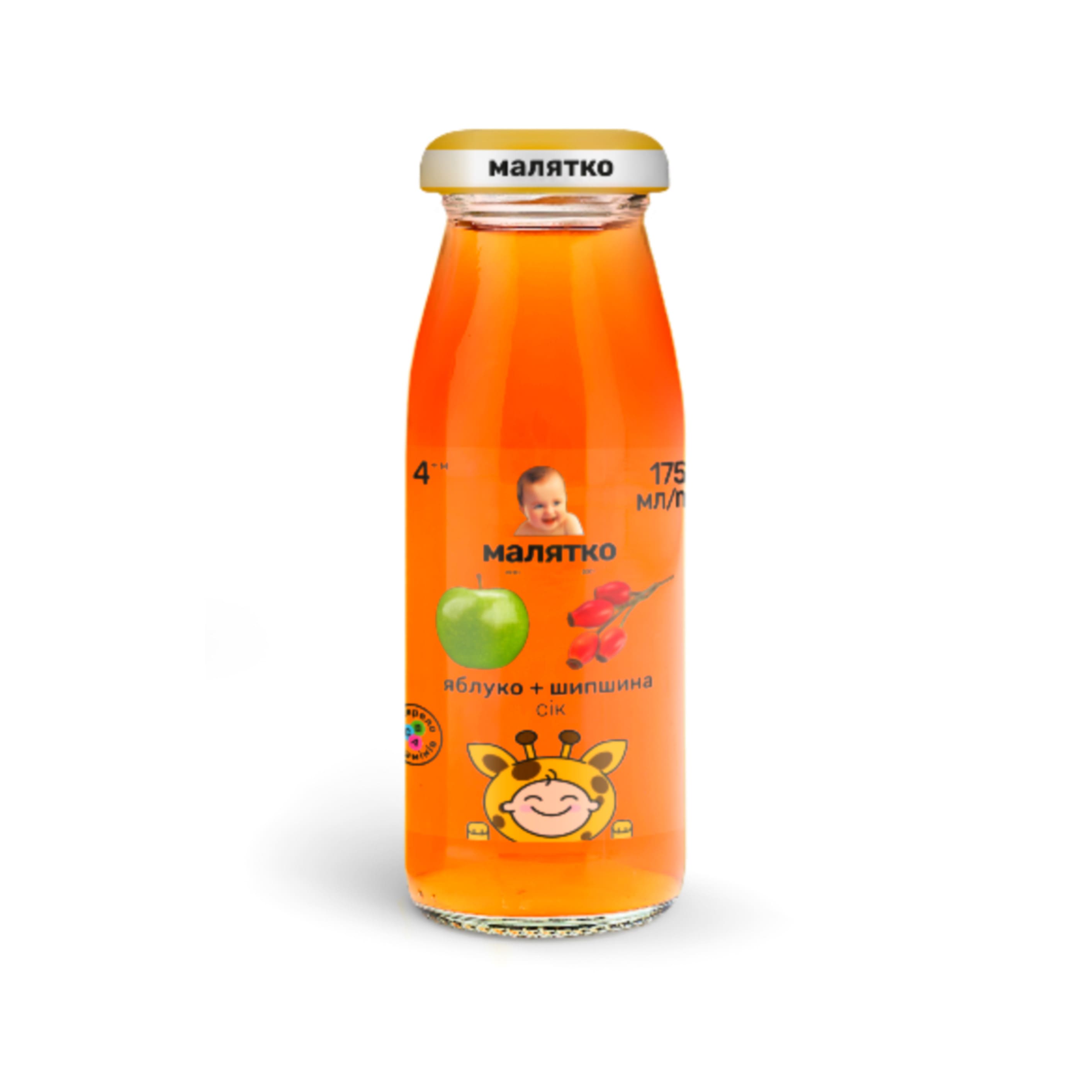 Сік Малятко яблуко-шипшина скло 175мл